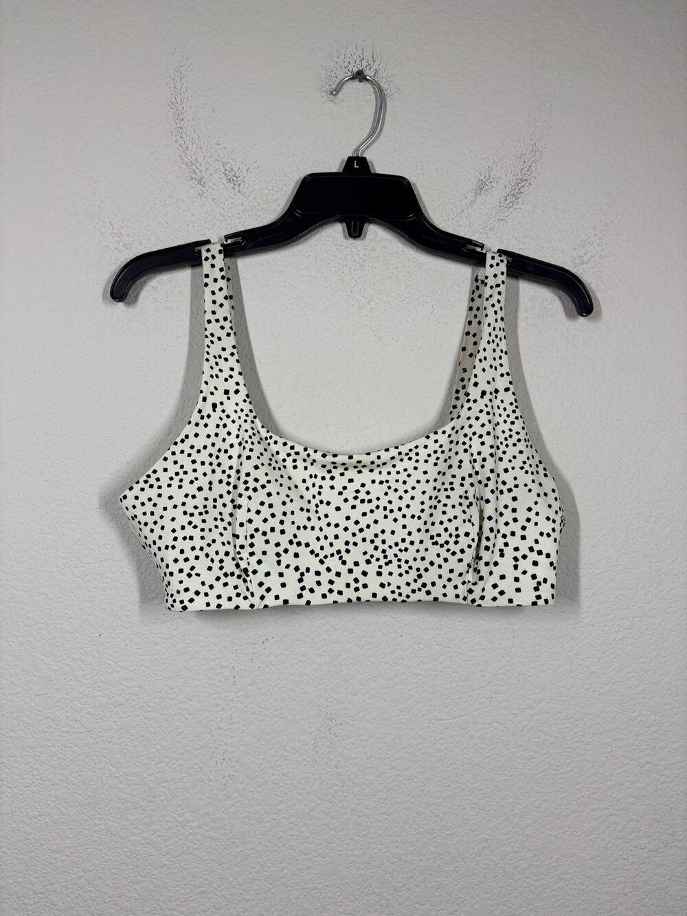& Other Stories 12 Squared Dotted Bikini Top Cream Black Bandeau Swimwear Beach